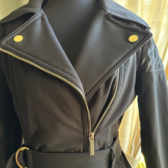 Michael by Michael Kors Asymmetrical Zippered Short Trench Coat - Picture 2 of 8